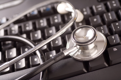 Stethoscope on a Computer Keyboard